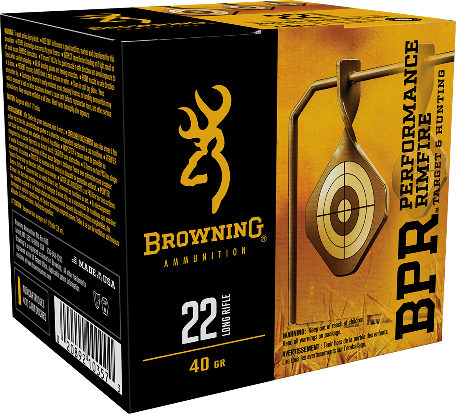 Browning Ammo B194122400 BPR Performance Rimfire  22LR 40gr Lead Round Nose 400 Per Box/4 Case