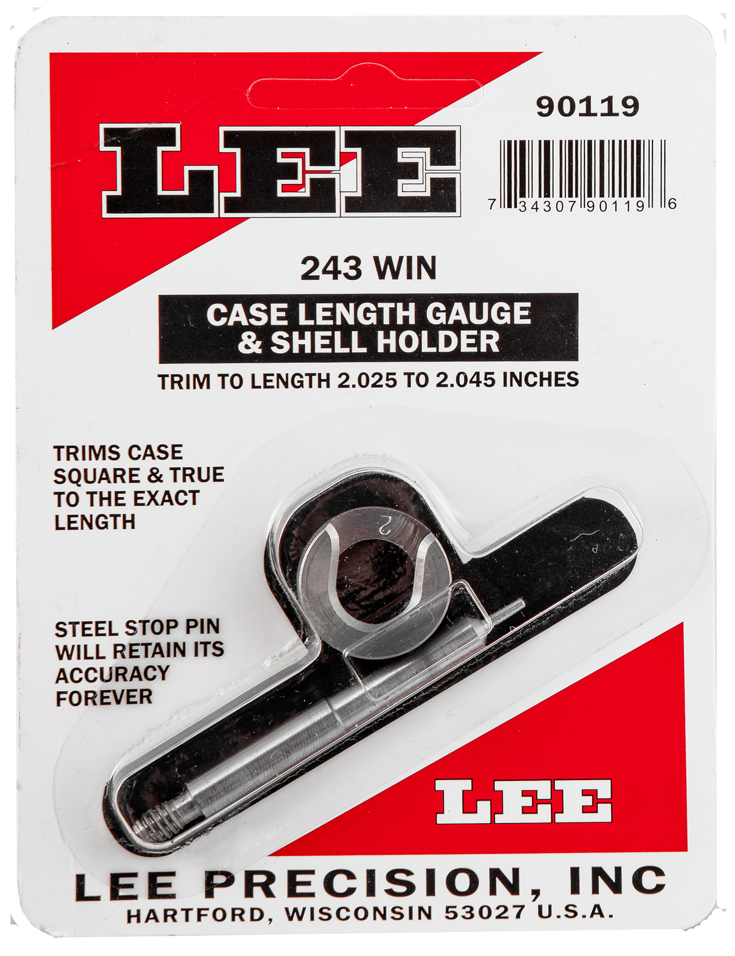 Lee Case Length Gage and Shell Holder .243 Winchester