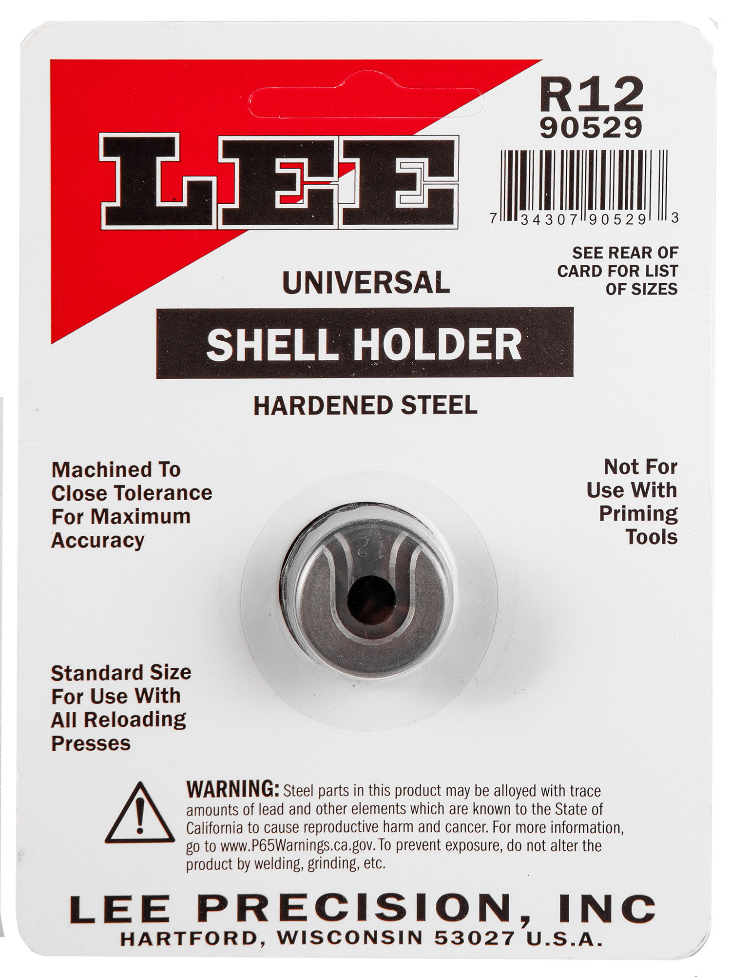 Lee Precision 90529 Shell Holder Universal #12R 6 PPC / 22 PPC / 7.62x39-img-0