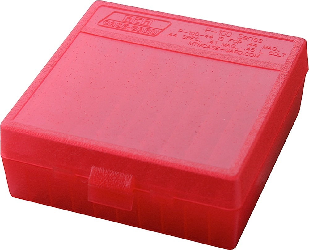 MTM Case-Gard Flip-Top Handgun Ammo Box .44/.45 Holds 100 Rounds Red