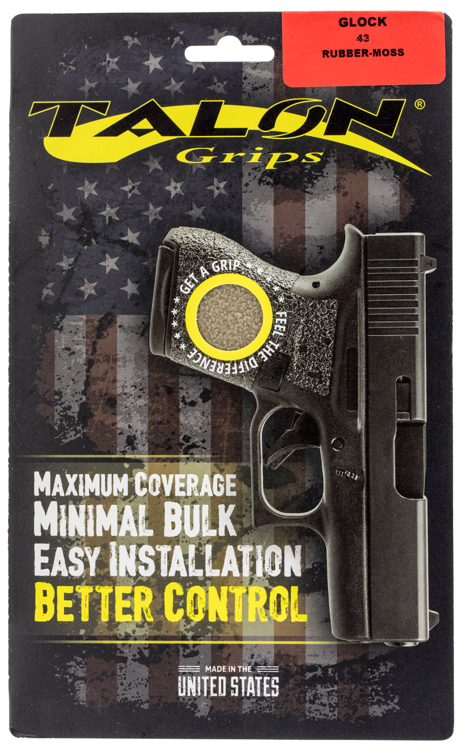 Talon Grips 100M Adhesive Grip Compatible w/Glock 43, Moss Textured Rubber-img-0