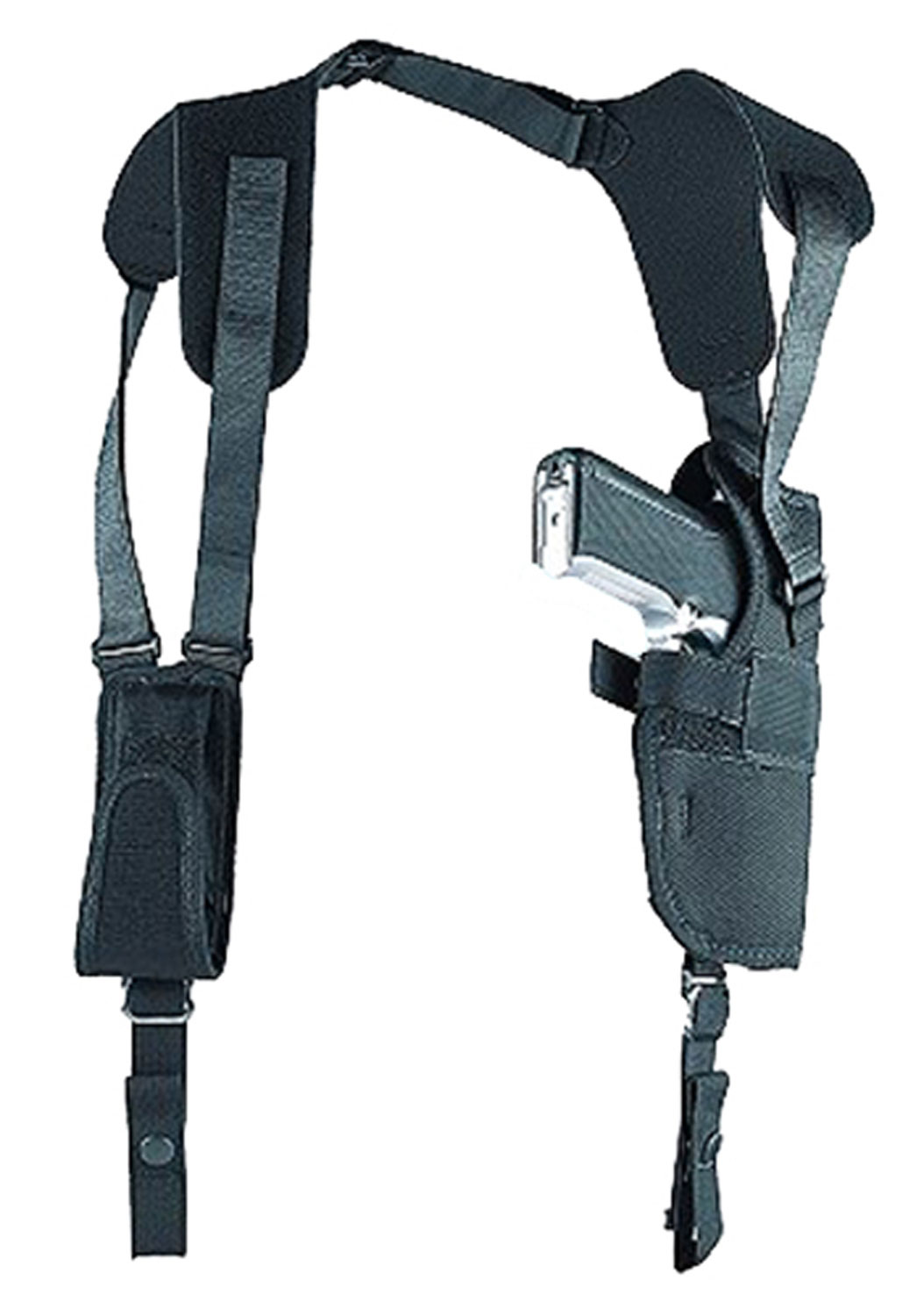 Uncle Mike's 83011 Sidekick Vertical Shoulder Holster Shoulder Size 01 Black Cordura Harness Fits Med/Large Semi Autos Fits 3-4