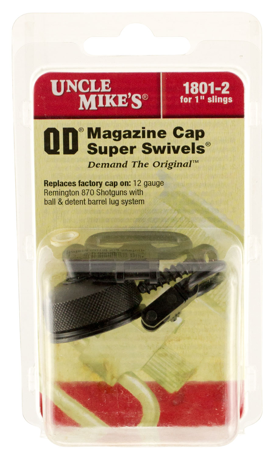 Uncle Mike's 18012 Mag Cap Swivel Set made of Steel with Blued Finish, 1 Loop Size & Quick Detach Style for 12 Gauge Remington 870 & 870 Youth Shotguns Includes Two Super Swivels