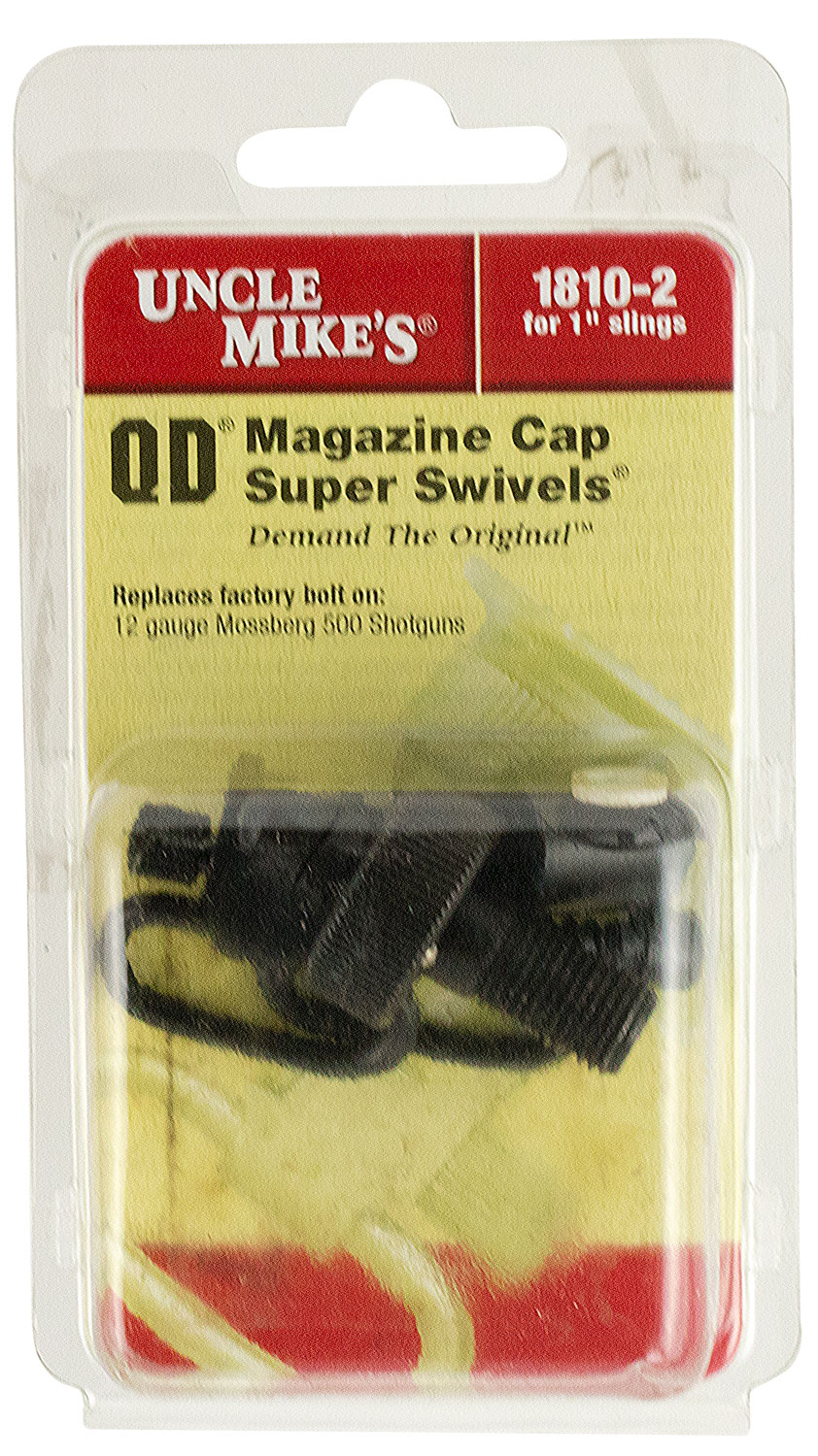 Uncle Mike's 18102 Mag Cap Swivel Set made of Steel with Blued Finish, 1 Loop Size & Quick Detach Style for 12 Gauge Mossberg 500 Includes Two Super Swivels