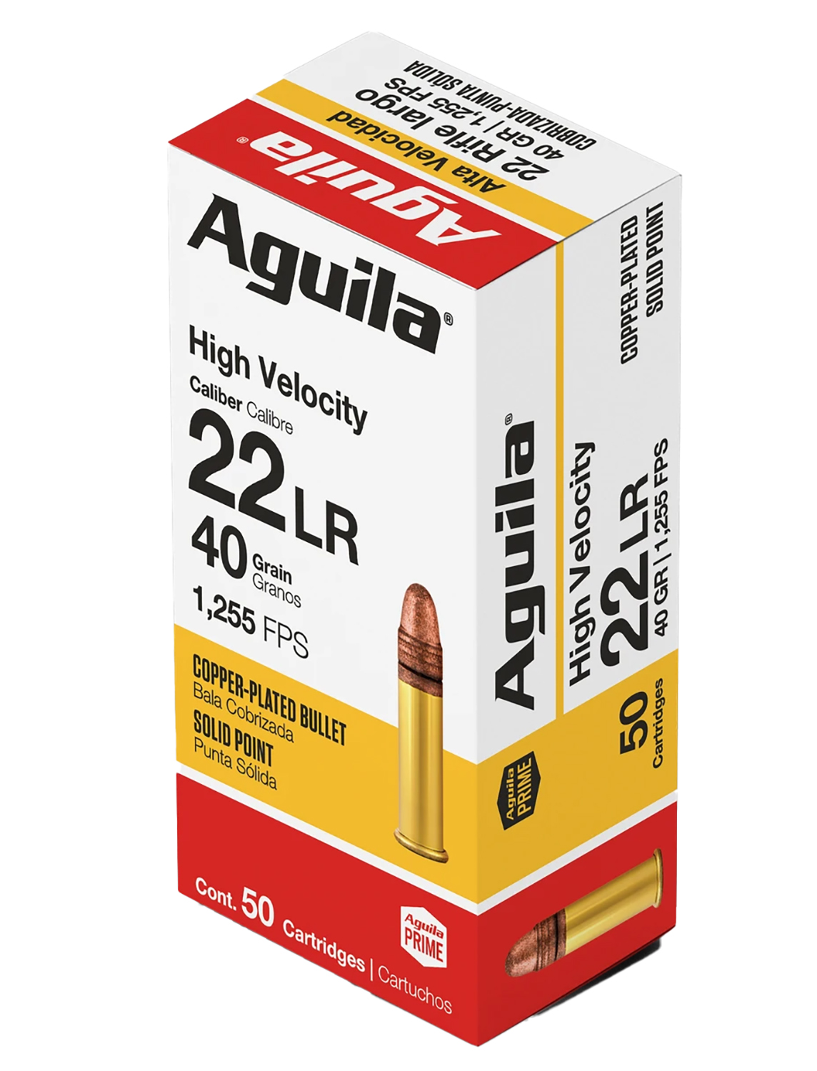 Aguila 1B220328 Super Extra Rimfire 22 LR 40 gr Copper-Plated Solid Point 50 Per Box/ 40 Cs