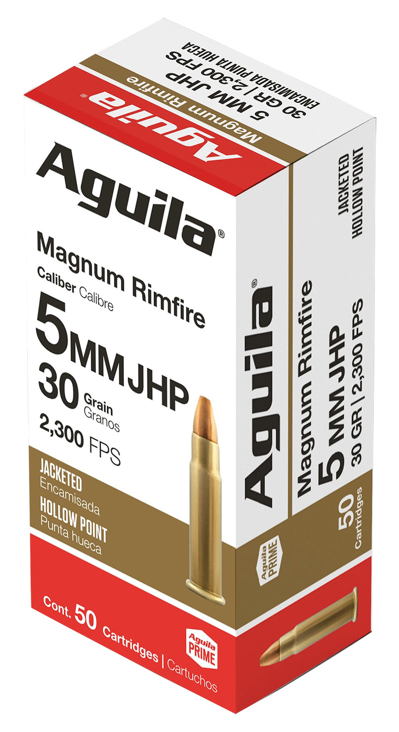 Aguila 1B222405 5mm Rem Rimfire Mag, 30gr Semi-Jacketed Hollow Point, Lightning Speed 2300fps, 50/Box