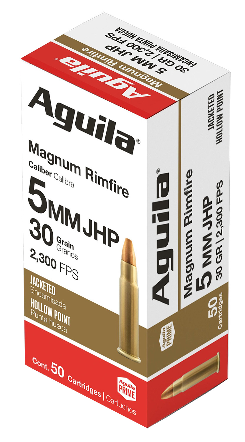 Aguila 1B222406 Target & Range Rimfire 5mm Rem Rimfire Mag 30 gr Jacketed Hollow Point (JHP) 50 Per Box/ 20 Cs
