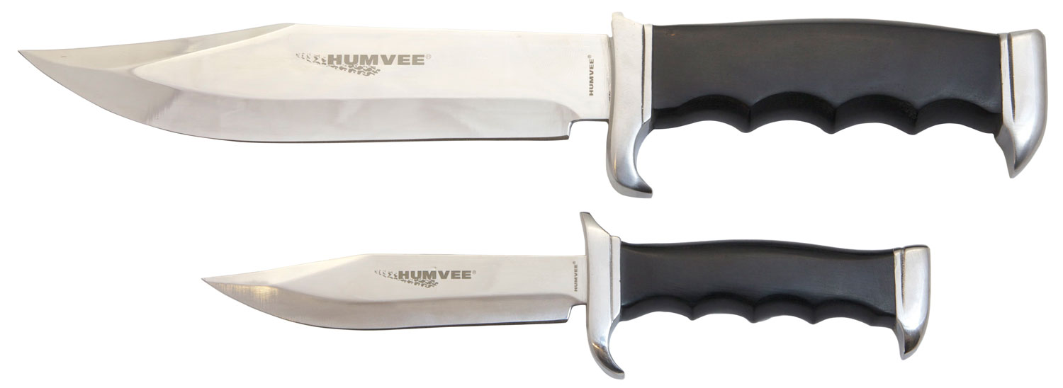 Humvee HMVBC02BK Bowie Knife Set 12.5in 8.5in Stainless Steel Black Pakawoo