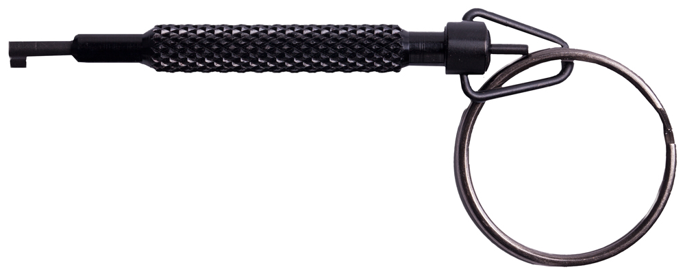 Uzi Rotating Handcuff Key - Black Metal, Dual Key Chain, Universal Police Quality Compatibility