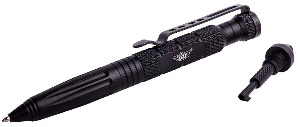 Uzi Accessories UZITACPEN6BK Tactical Pen Black Aluminum 6" Features Glass-img-0