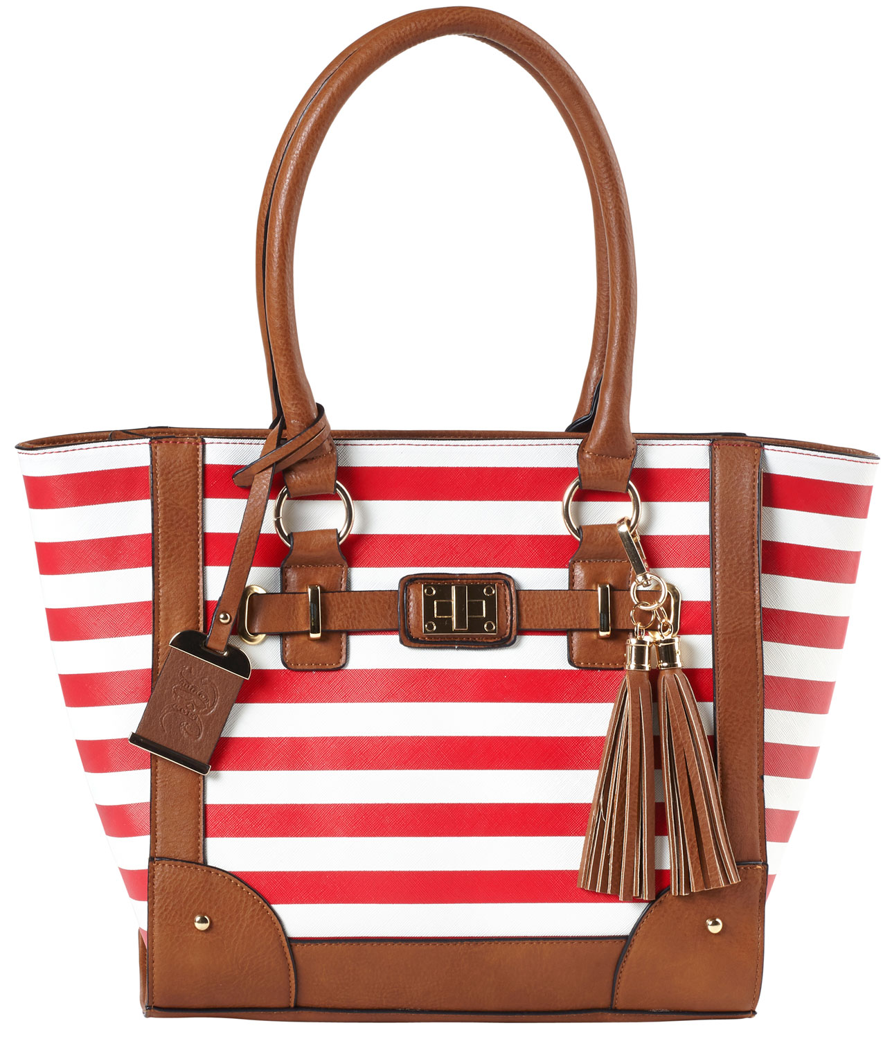 Bulldog BDP-051 Tote Purse, Cherry Stripe Leather, Holster Included, Right Hand Orientation, Zippered Compartments, Accessory Pockets