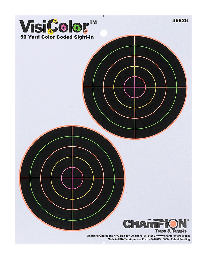Champion Targets 45826 VisiColor  5 Double Bullseye Paper Self-Adhesive 8.50 x 11 Multi-Color 10 Pack