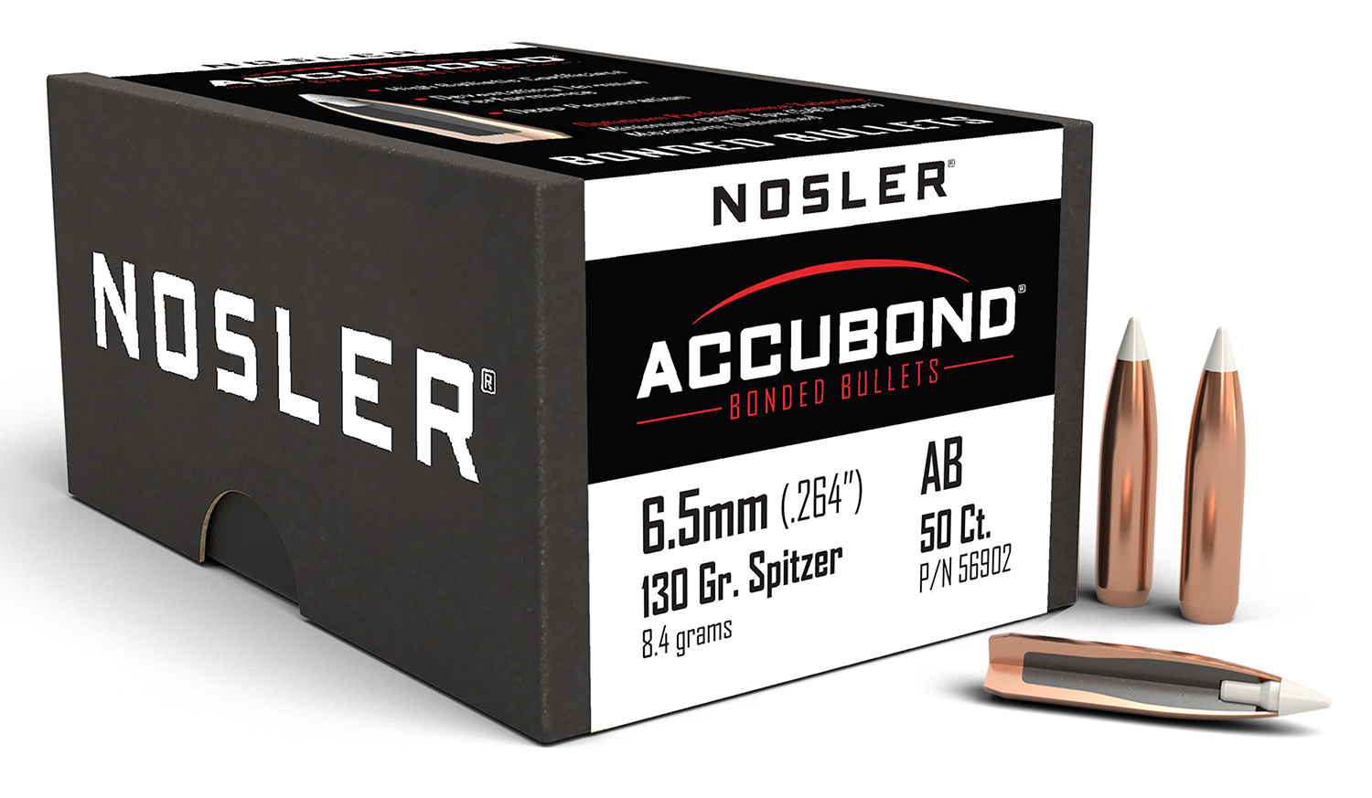 Nosler AccuBond Bullets 6.5mm 130 gr. Spitzer Point 50 pk.-054041569026