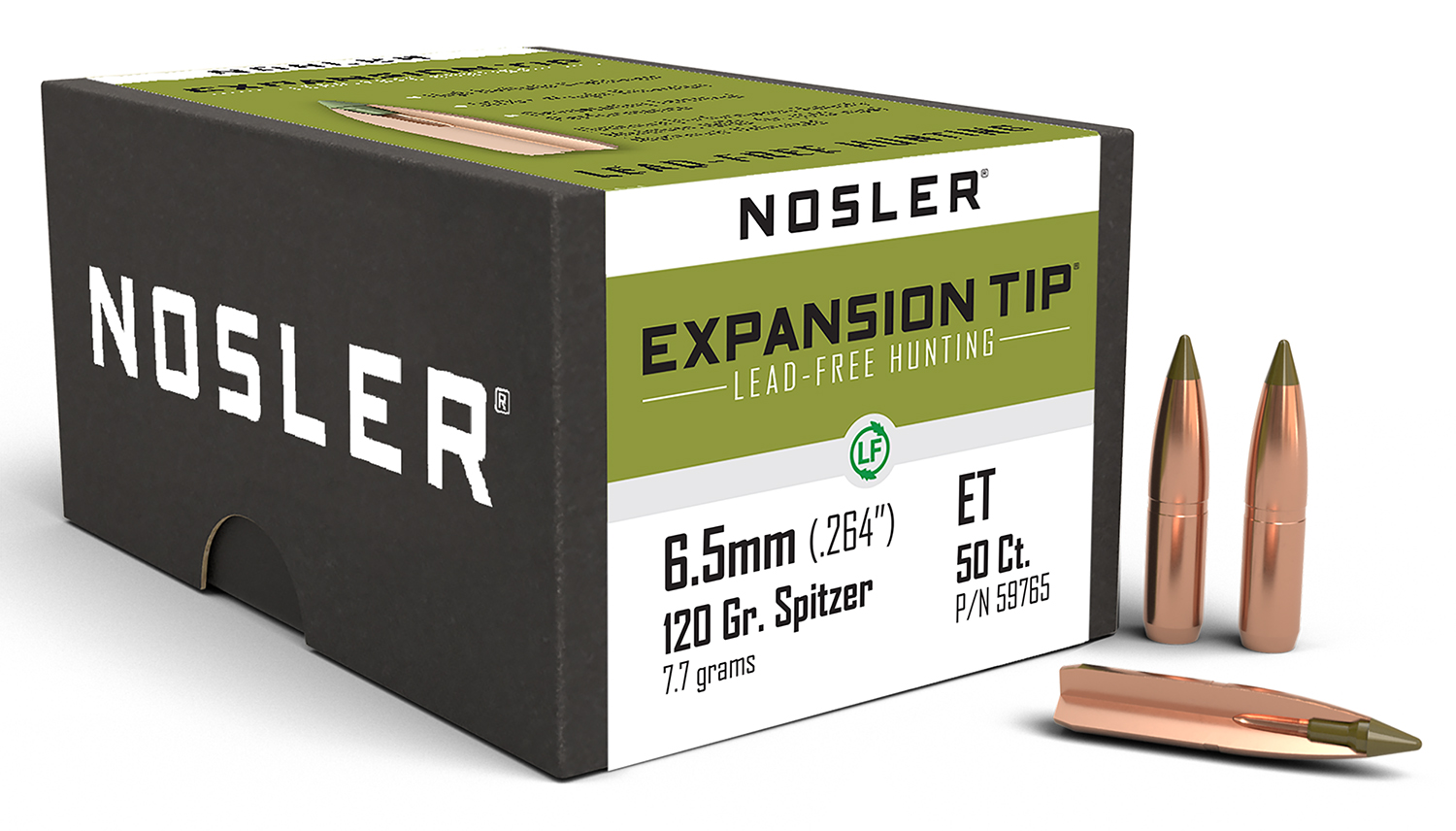 Nosler E-Tip 6.5mm 120 Grain Lead Free Polymer Tip 50 Count