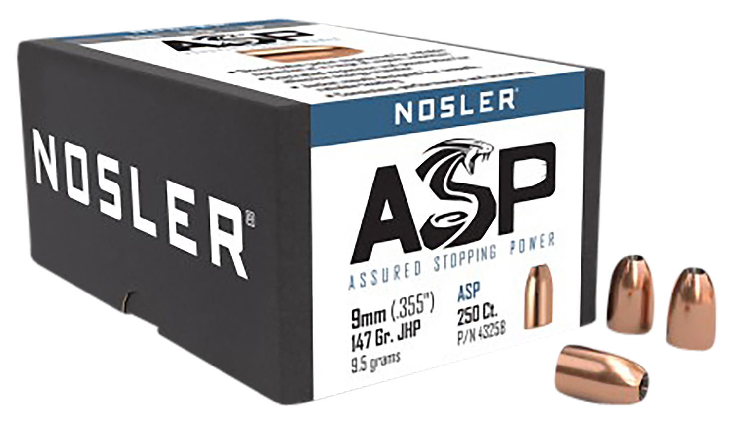 Nosler 43258 Assured Stopping Power 9mm 147gr Jacketed Hollow Point 250...