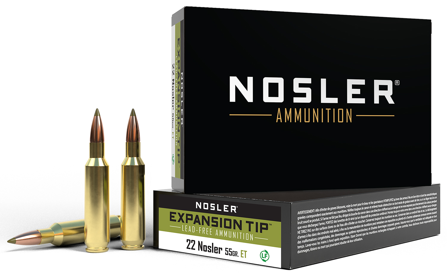 Nosler 40140 E-Tip .22 Nosler 55gr Lead-Free 20 Rounds in Box