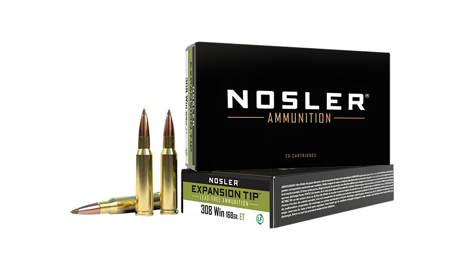Nosler 40035 E-Tip .308 Win 168 gr Lead-Free 20 rd Rifle Ammunition