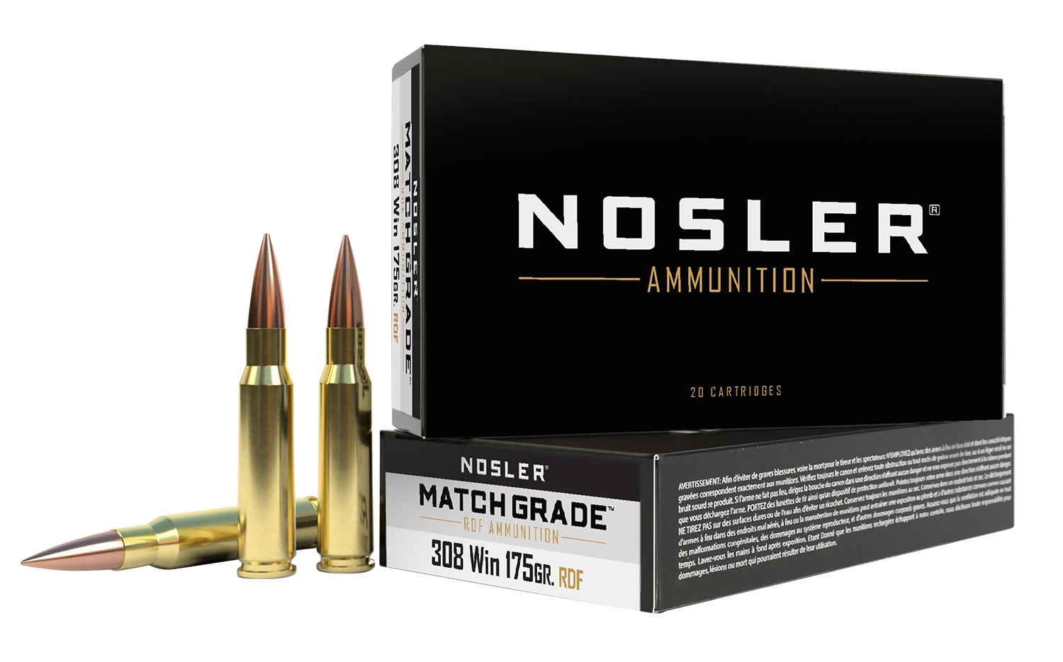 Nosler 60132 Match Grade RDF 308Win 175gr Hollow Point Boat Tail 20 Per...