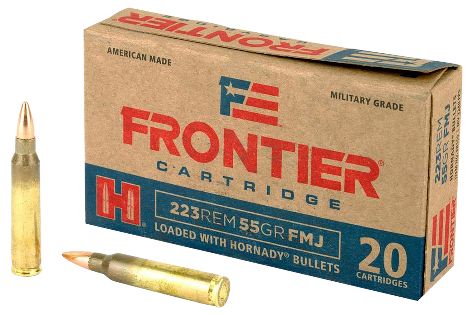 Frontier Cartridge FR100 Rifle  223 Rem 55 gr Full Metal Jacket (FMJ) 20 Bx/ 25 Cs