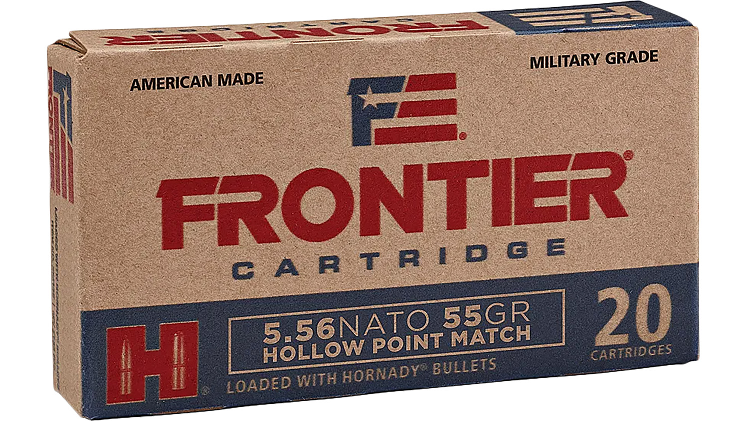 Frontier Cartridge FR240 Centerfire Rifle  5.56x45mmNATO 55gr Hollow Point Match 20 Per Box/25 Case