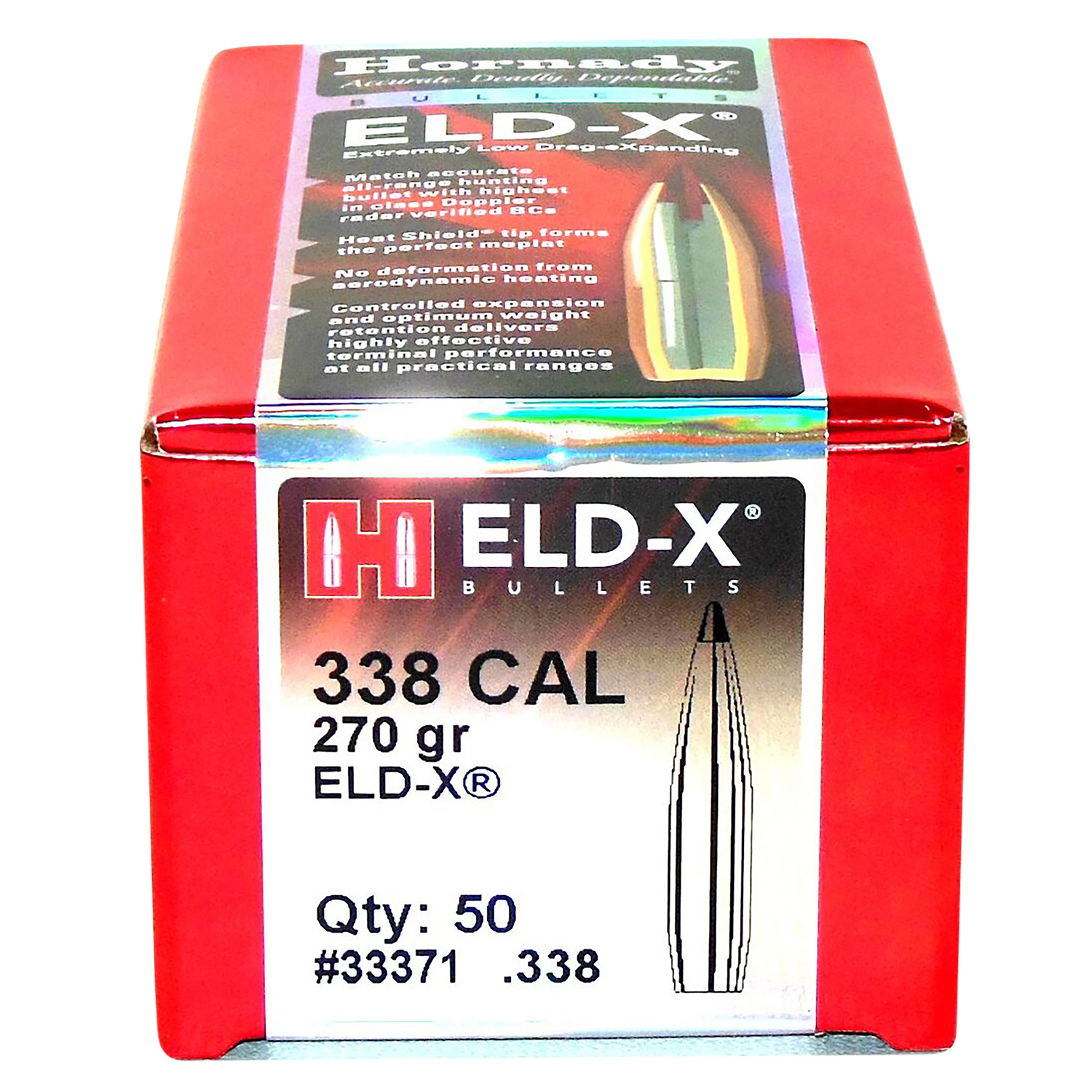 Hornady 33371 ELD-X Hunting 338 Cal .338 270 gr Extremely Low Drag-eXpanding