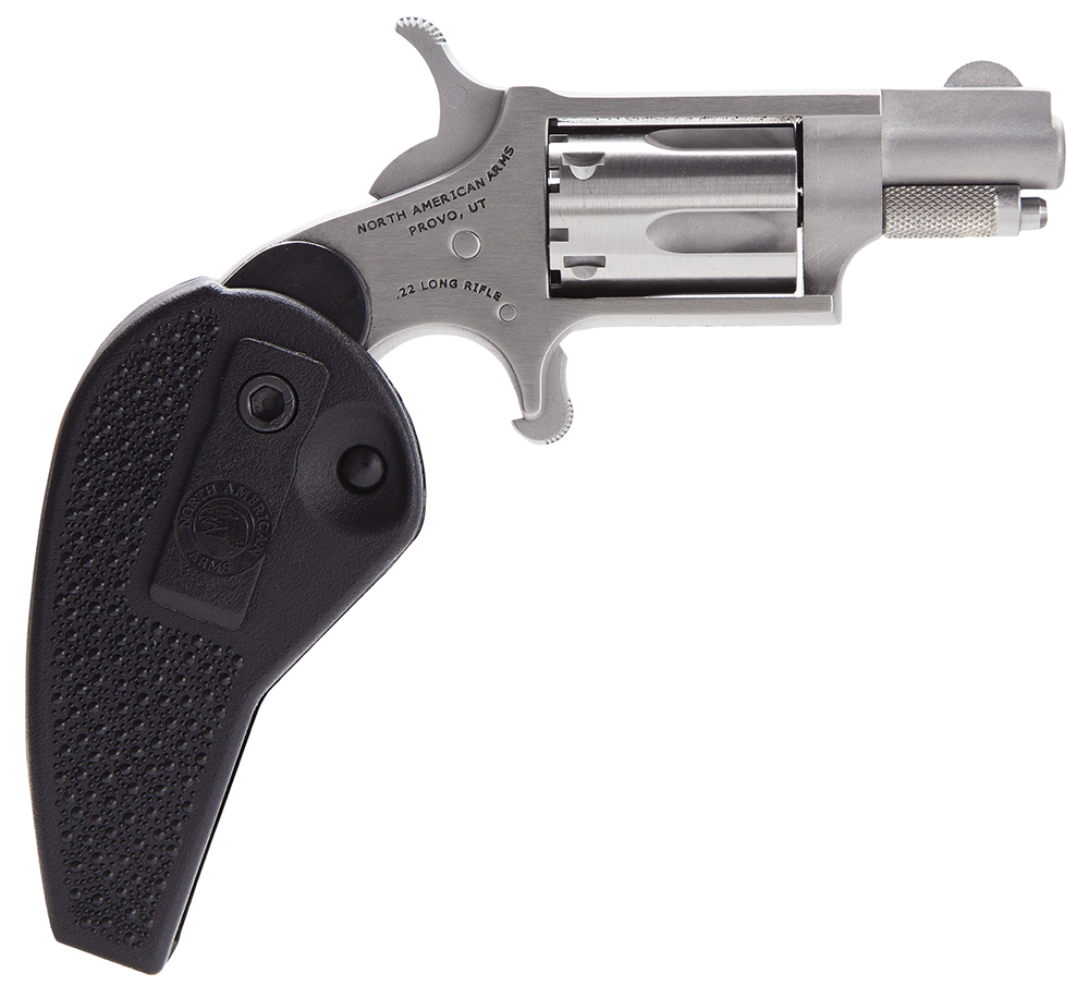 North American Arms 22LRHG Mini-Revolver  22 LR 5 rd 1.13 Barrel, Overall Stainless Steel Finish, Black Synthetic Holster Grip