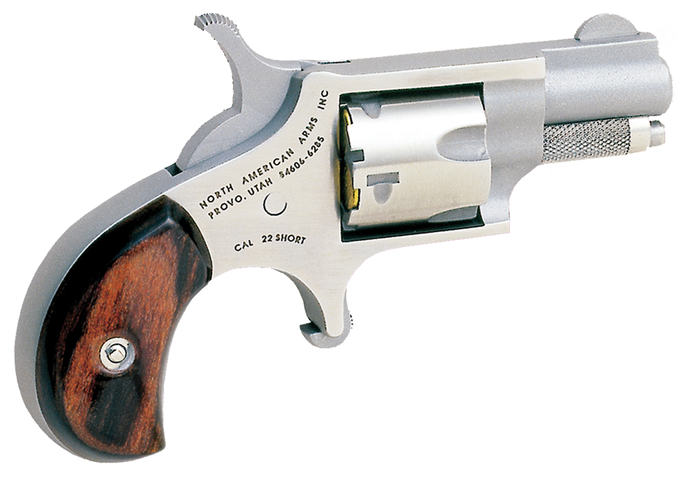 North American Arms 22S Mini-Revolver  22 Short 5rd 1.13 Barrel, Overall Stainless Steel Finish, Rosewood Birdshead Grip