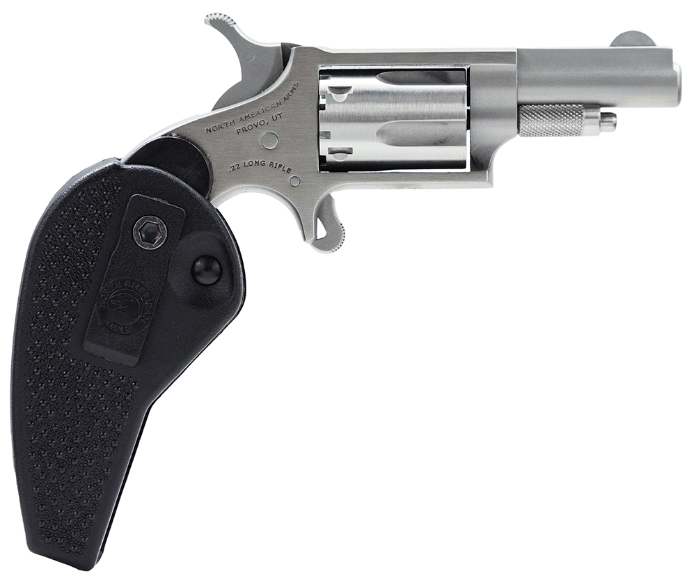 North American Arms 22LLRHG Mini-Revolver  22 LR 5 Shot 1.63 Barrel, Overall Stainless Steel Finish, Black Synthetic Holster Grip