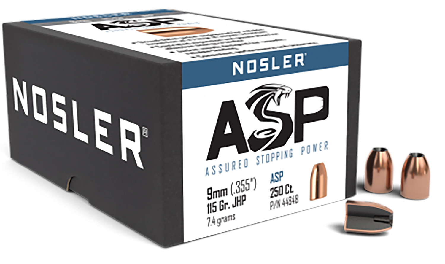Nosler Sporting Handgun Pistol Bullet 9mm 115 gr. Jacketed Hollow Point ...