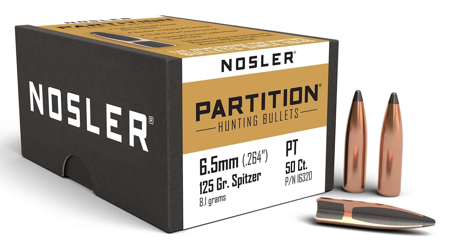 Nosler 16320 Partition Hunting 6.5 Creedmoor .264 125 gr Spitzer 50 Per Box