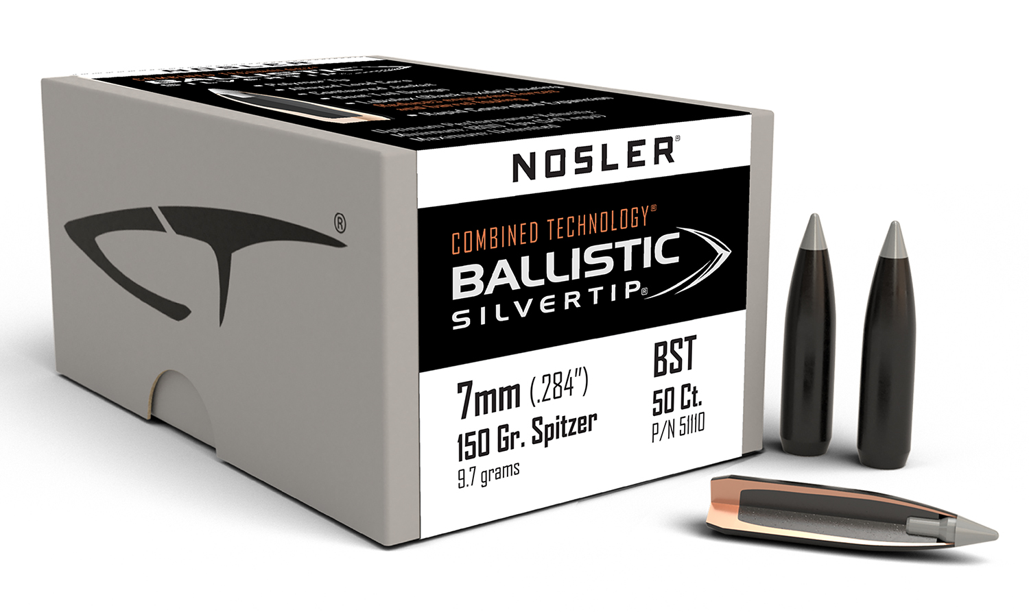 Nosler Ballistic Silvertip Hunting Bullets 7mm 150 gr. Spitzer Point 50 pk.