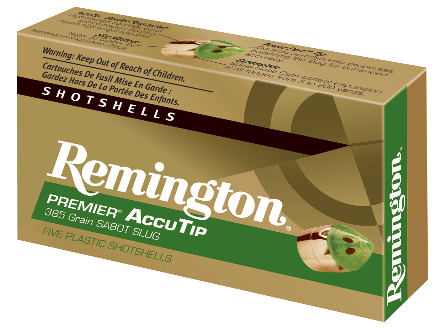 Remington Ammunition 20731 Premier AccuTip  12 Gauge 3 Sabot Slug Shot 5 Per Box/ 20 Cs