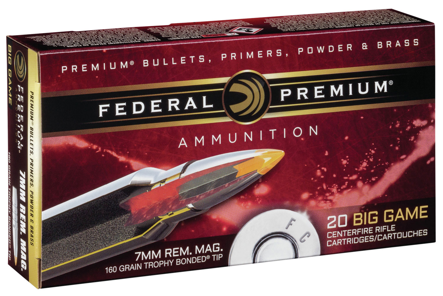 Federal PR7TT1 Premium  7mmRemMag 160gr Trophy Bonded Tip 20 Per Box/10 Case