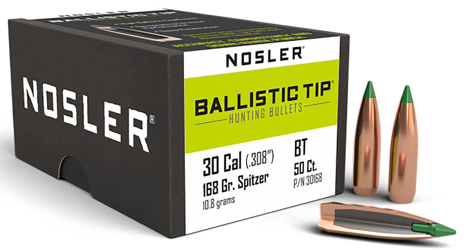 NOSLER Ballistic Tip Hunting .30 Caliber .308" 168Gr 50rd Bullets (30168)