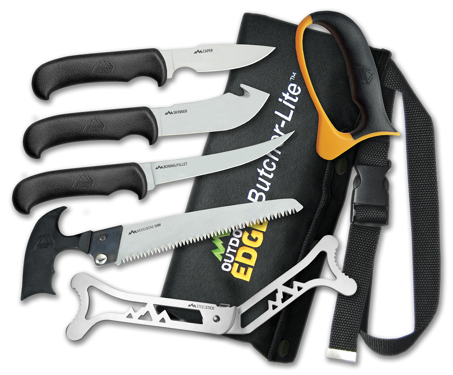 Outdoor Edge BL1 ButcherLite 8-Piece Set 420J2 Steel Blades Black Handle