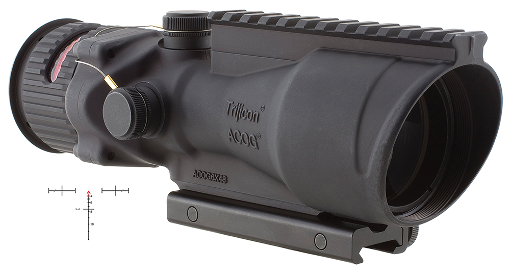 Trijicon ACOG 6x48mm Red Chevron Illuminated Rifle Scope, Tritium/Fiber Optic, Waterproof, Shock-Resistant, 7.62/.308 BDC, TA648-308