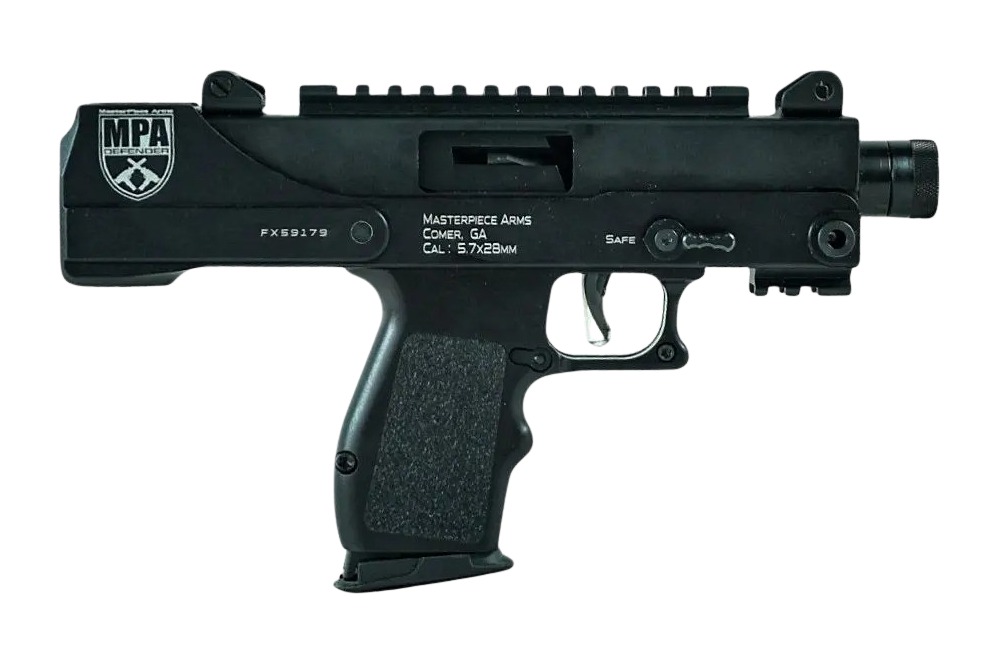 MasterPiece Arms 57DMG Defender  5.7x28mm 20+1 5" Threaded Barrel w/Muzzle Brake, Machined Aluminum Lower Receiver w/Picatinny Accessory Rail, Compatible w/FN 57 20rd & 30rd Magazines, Aluminum Grips