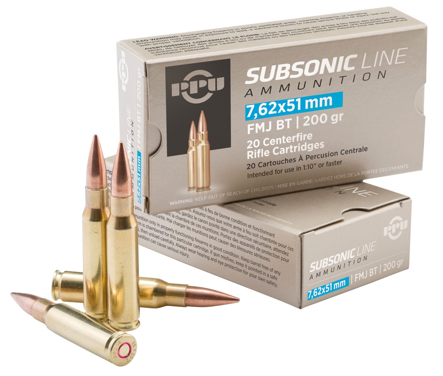 Prvi Partizan PPS762 7.62x51mm 200gr FMJ BT Subsonic Ammo 20/Box