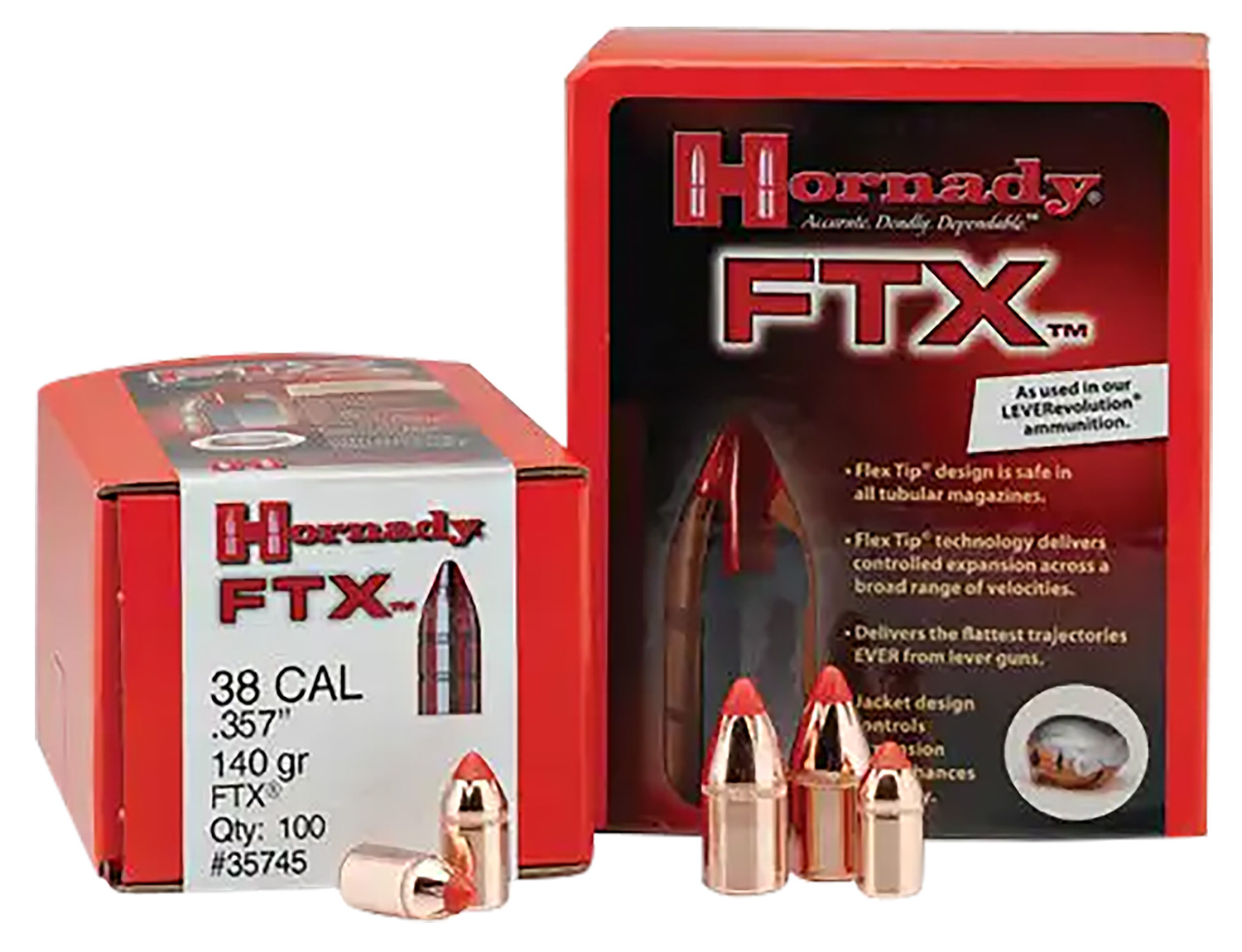 Hornady 45201 FTX Hunting 45 Cal .452 250 gr Flex Tip eXpanding (FTX) Ammo - 50 Rounds - 2.05 lbs