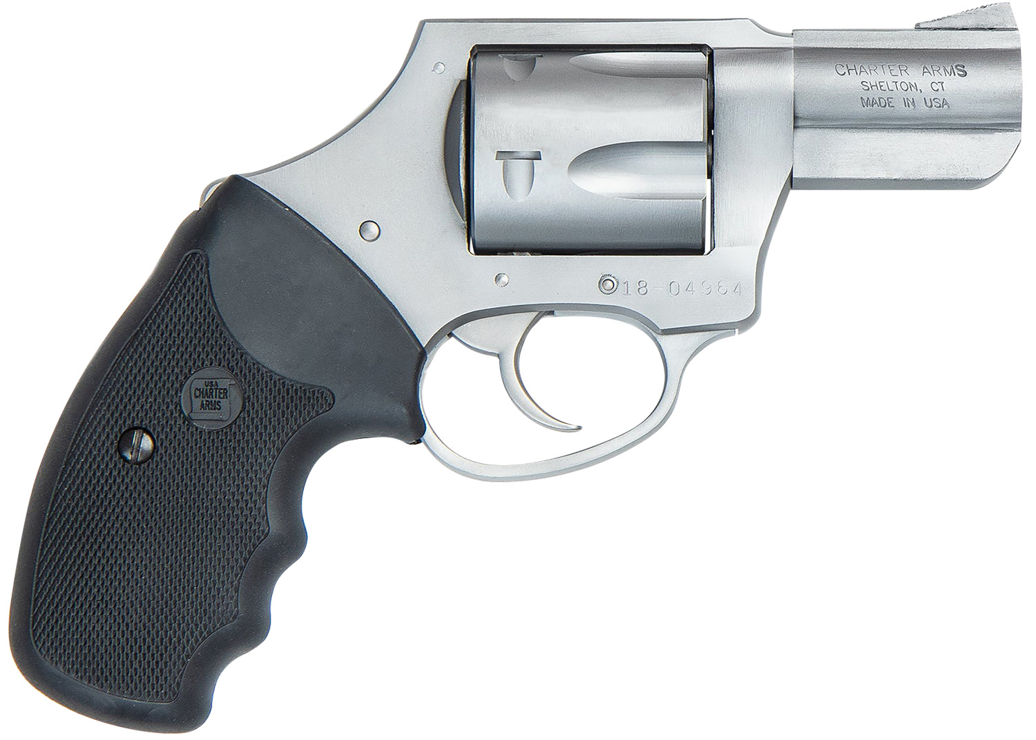 Charter Arms 73521 Mag Pug  357 Mag, 5 Shot 2.20" Matte Stainless Steel Barrel, Cylinder & Frame w/Black Finger Grooved Rubber Grip