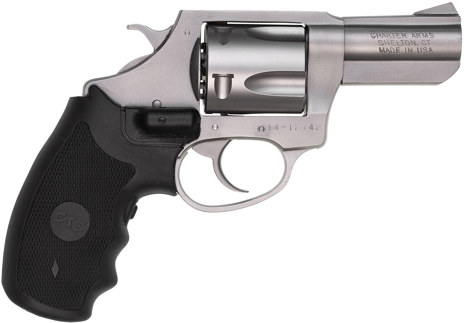Charter Arms Crimson Bulldog .44 Spl Revolver, 2.5" Barrel, Stainless Steel, Crimson Trace Laser Grip, 5 Round Capacity - CHARTER ARMS - 44 S&W Spl