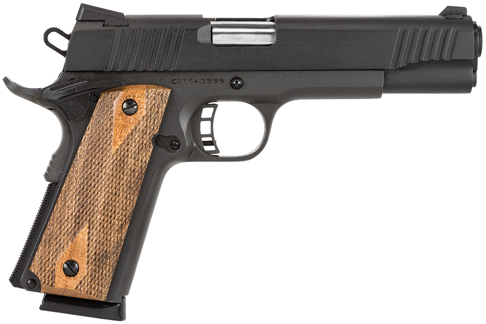 Citadel M1911 Fullsize .45ACP Matte Black Pistol: Stainless Steel Barrel, Wood Grips, 8 Round Capacity, Single Action, Ambidextrous Safety, Skeletonized Trigger