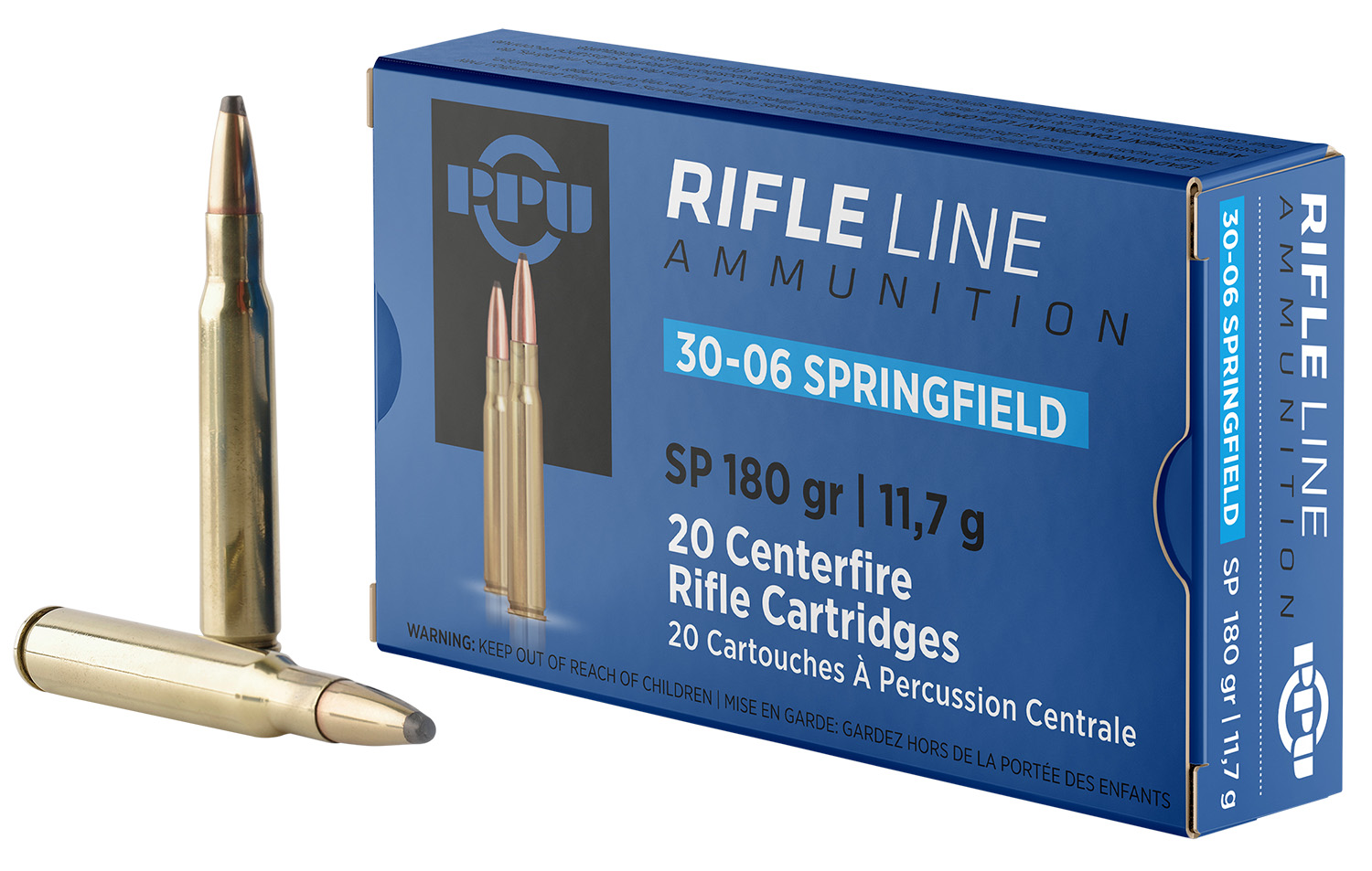 PPU PP30063 Standard Rifle  30-06Springfield 180gr Soft Point 20 Per Box/10 Case