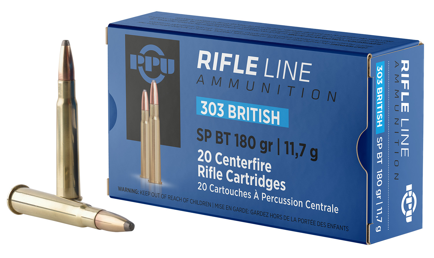 PPU PP303S2 Standard Rifle  303British 180gr Soft Point Boat Tail 20 Per Box/10 Case