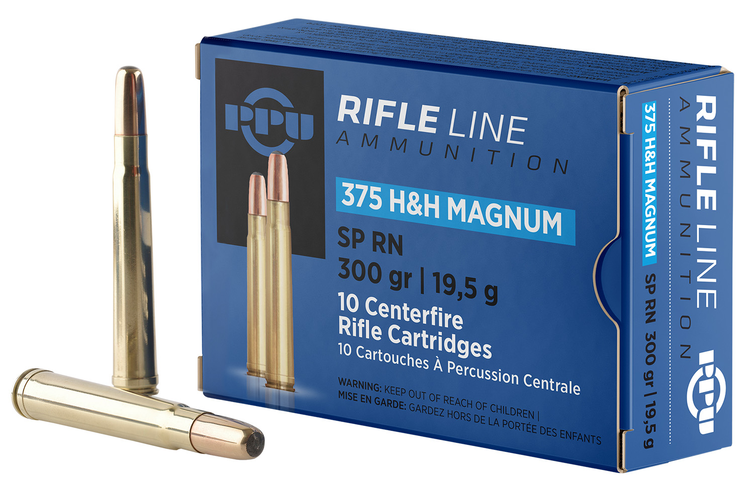 PPU PP375S Standard Rifle 375H&HMag 300gr Soft Point Round Nose 10 Per...