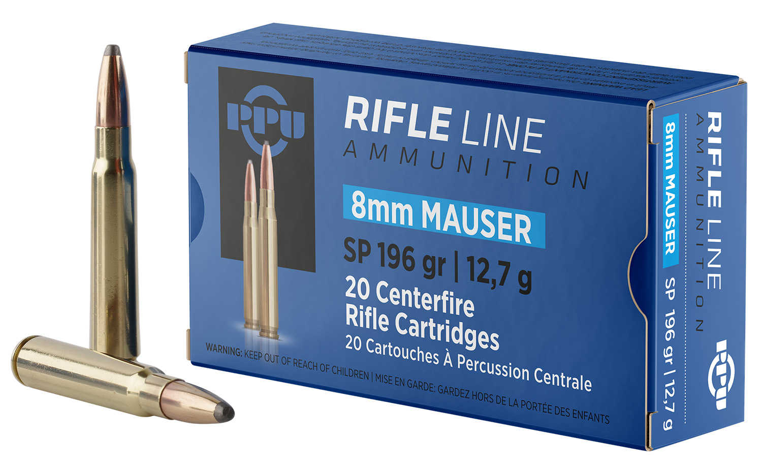 PPU PP8S Metric Rifle  8mmMauser 196gr Soft Point 20 Per Box/10 Case