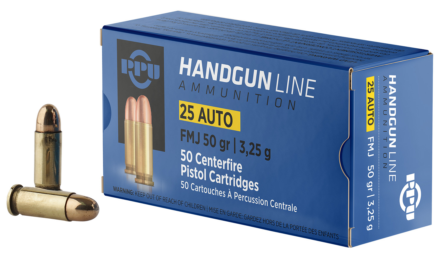 Prvi Partizan PPU PPH25 .25 ACP 50gr FMJ Brass Ammo 50 Rounds - PPU - Best Price $20.99