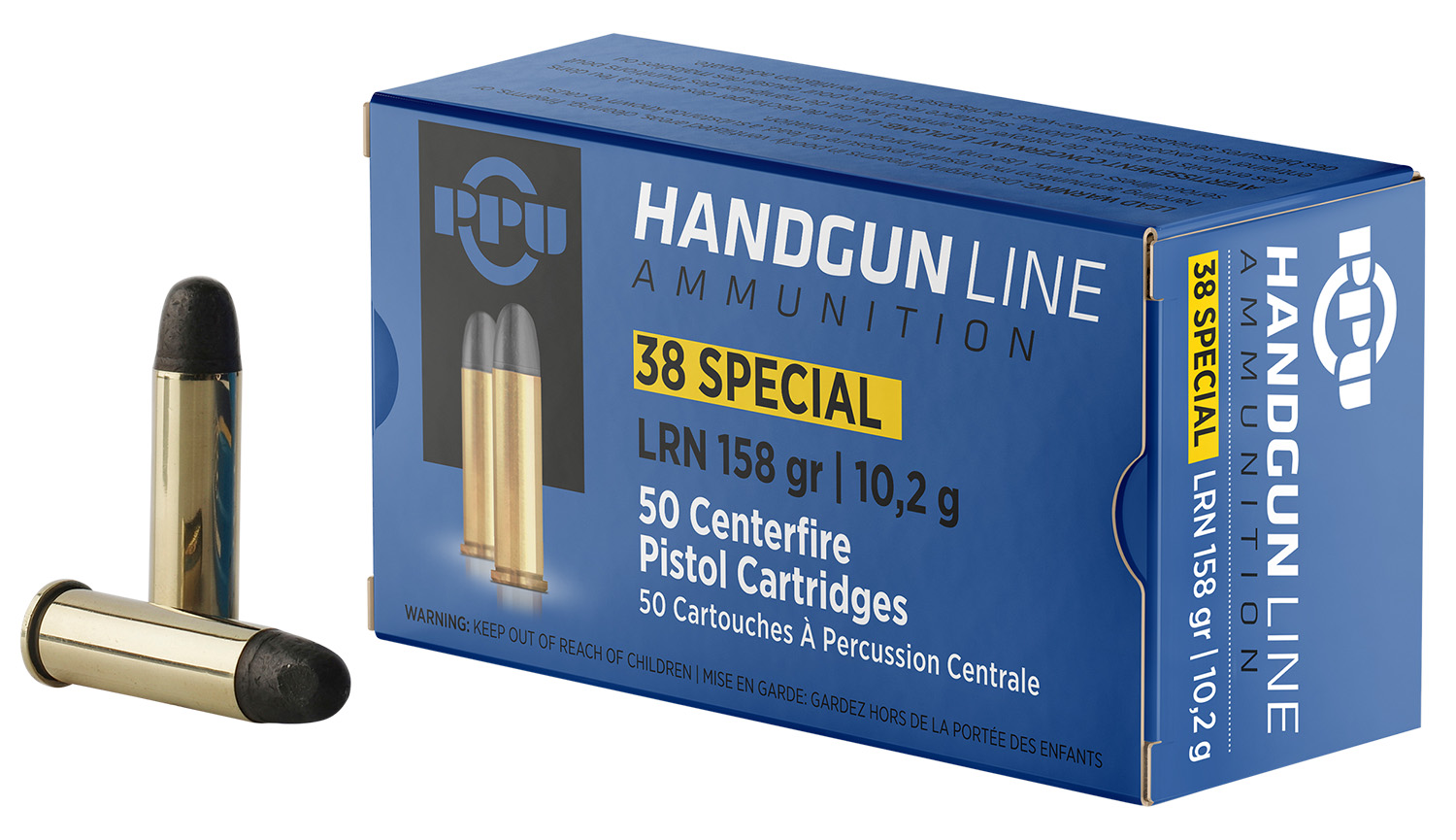 PPU PPH38SL .38 Special 158gr LRN Ammo 50 Rounds Brass Case - PPU - Best Price $21.41