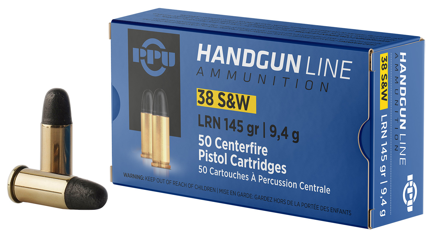 PPU PPH38SW Handgun 38S&W 145gr Lead Round Nose 50 Per Box/20 Case