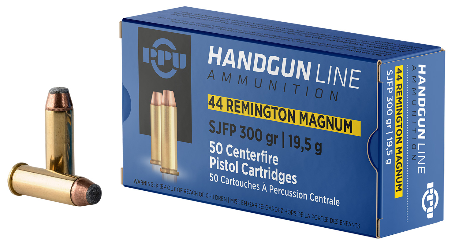 PPU PPH44MF Handgun 44RemMag 300gr Semi Jacketed Flat Point 50 Per...